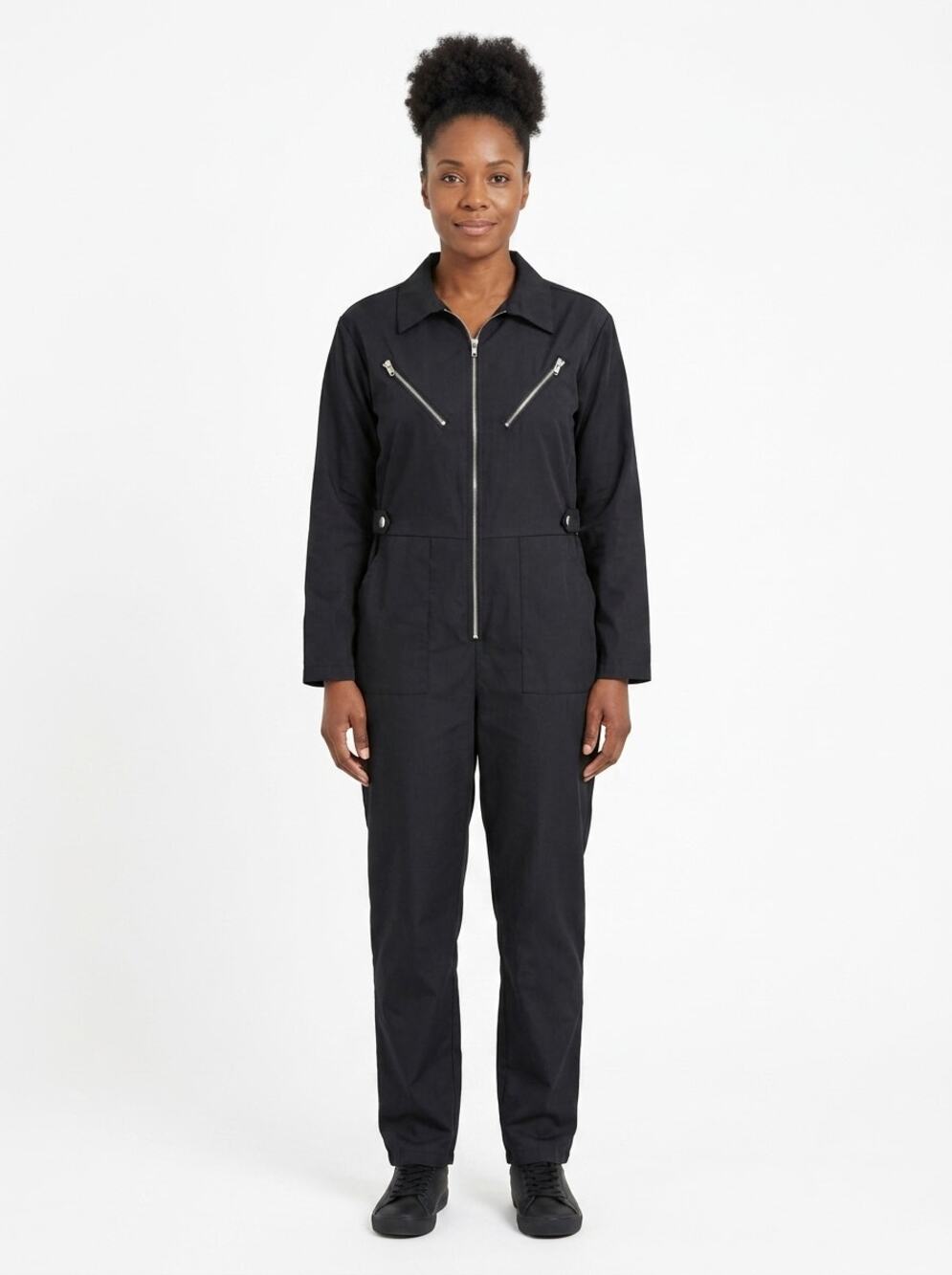 Nasty Gal Black Long Sleeve Full Zip Utility Jumpsuit Women Size S - Picture 1 of 16